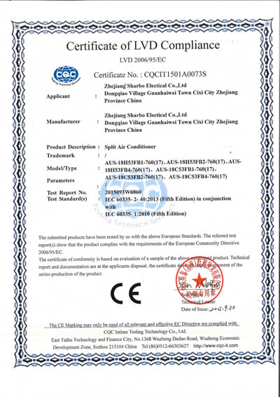 18000BTU air conditioner CE certification